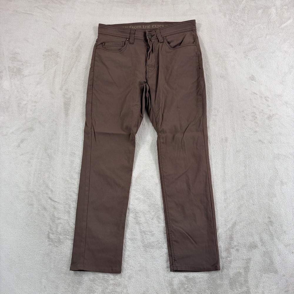 Prana Brion Slim Fit Pants in Brown Men 30x27 Outdoor Hiking Stretch 5 Pocket